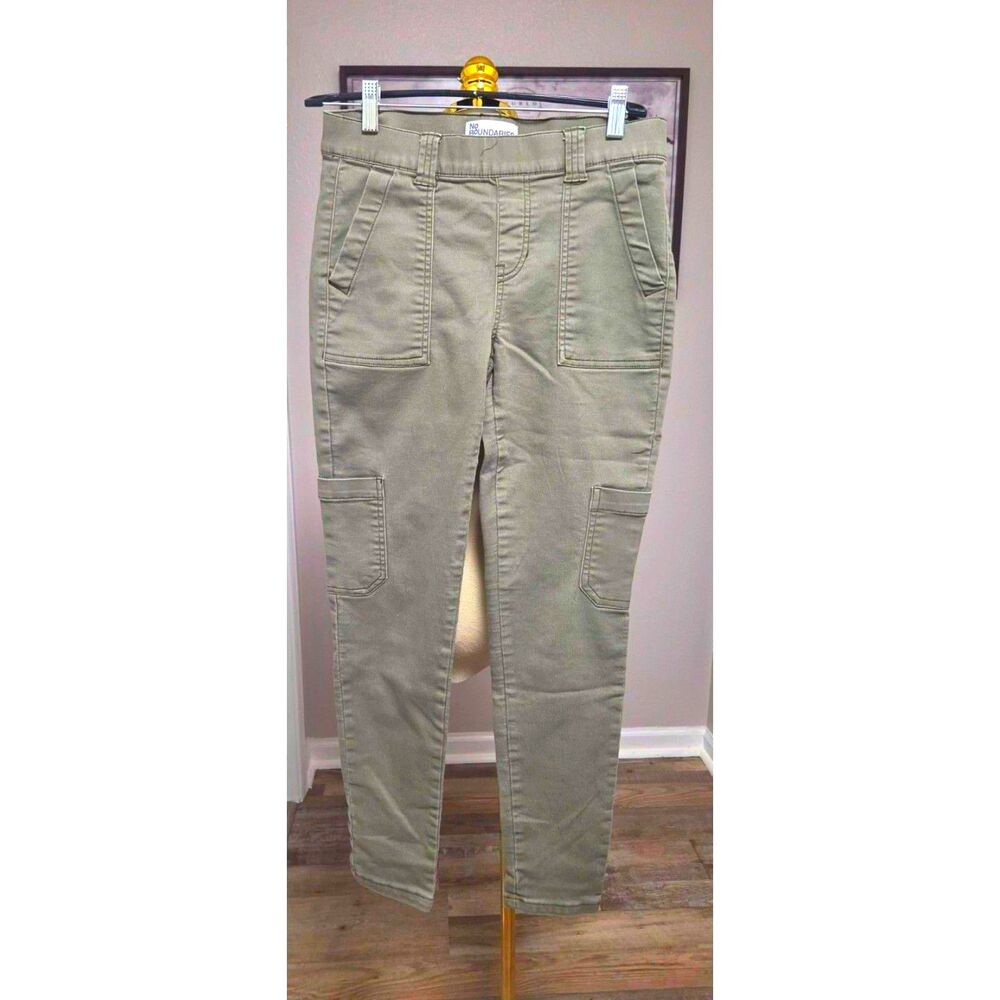 olive green cargo-style pull-on pants
